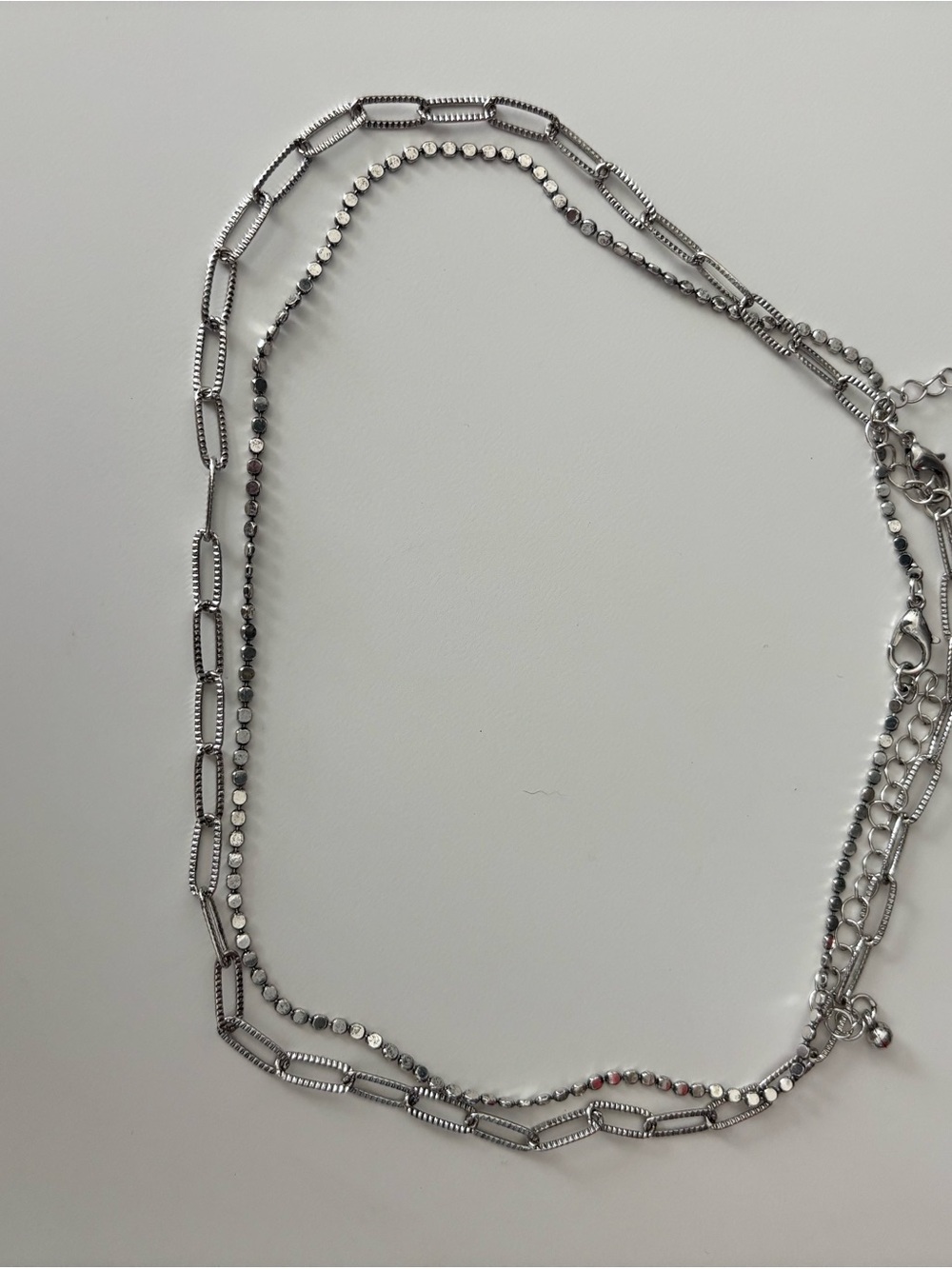 Layered Silver-Tone Women's Necklace - Modern Chain & Beaded Design